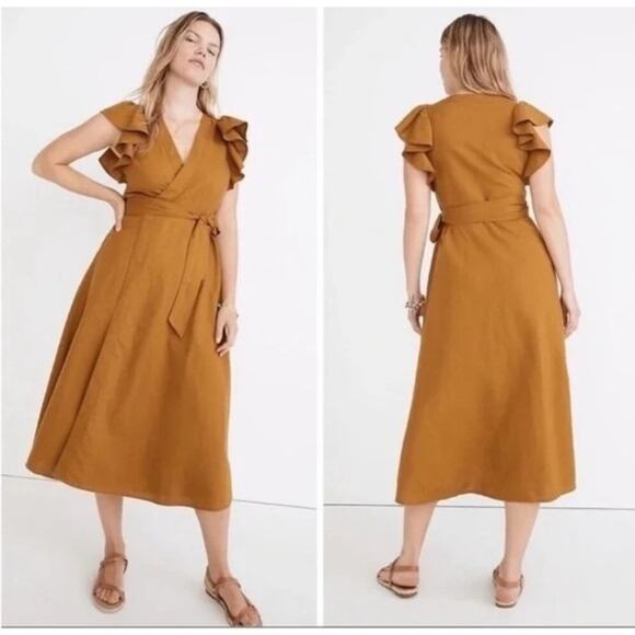 Madewell Lora Linen Wrap Dress - Picture 1 of 6